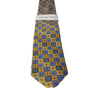 Geoffrey Beene Yellow Blue Geometric Silk Tie